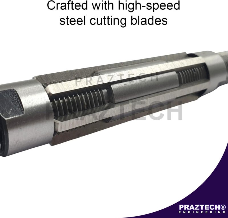 PRAZTECH Long Pilot HSS Blade Adjustable Expanding Hand Reamer | KINGPINS Ream | Repair Work | Workshop Tool DIY (H4 : 15/32" - 17/32" (11.9-13.5) mm) - Image 2